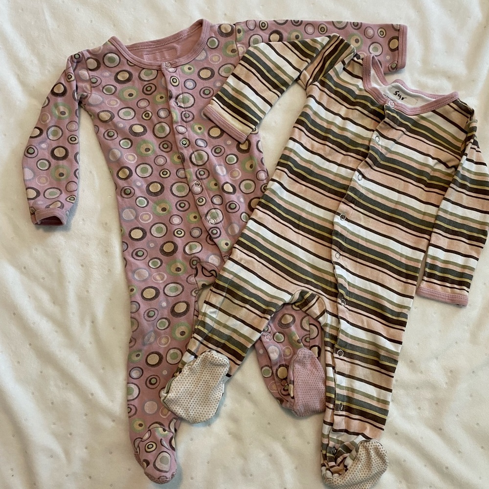L’ovedbaby organic cotton sleepers 12-18 mo girl